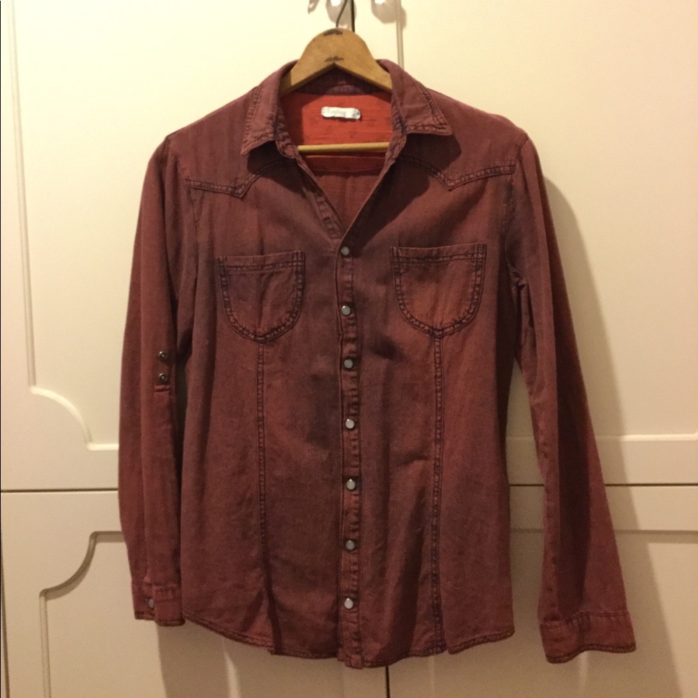 Millau Red Button Down Top - image 1